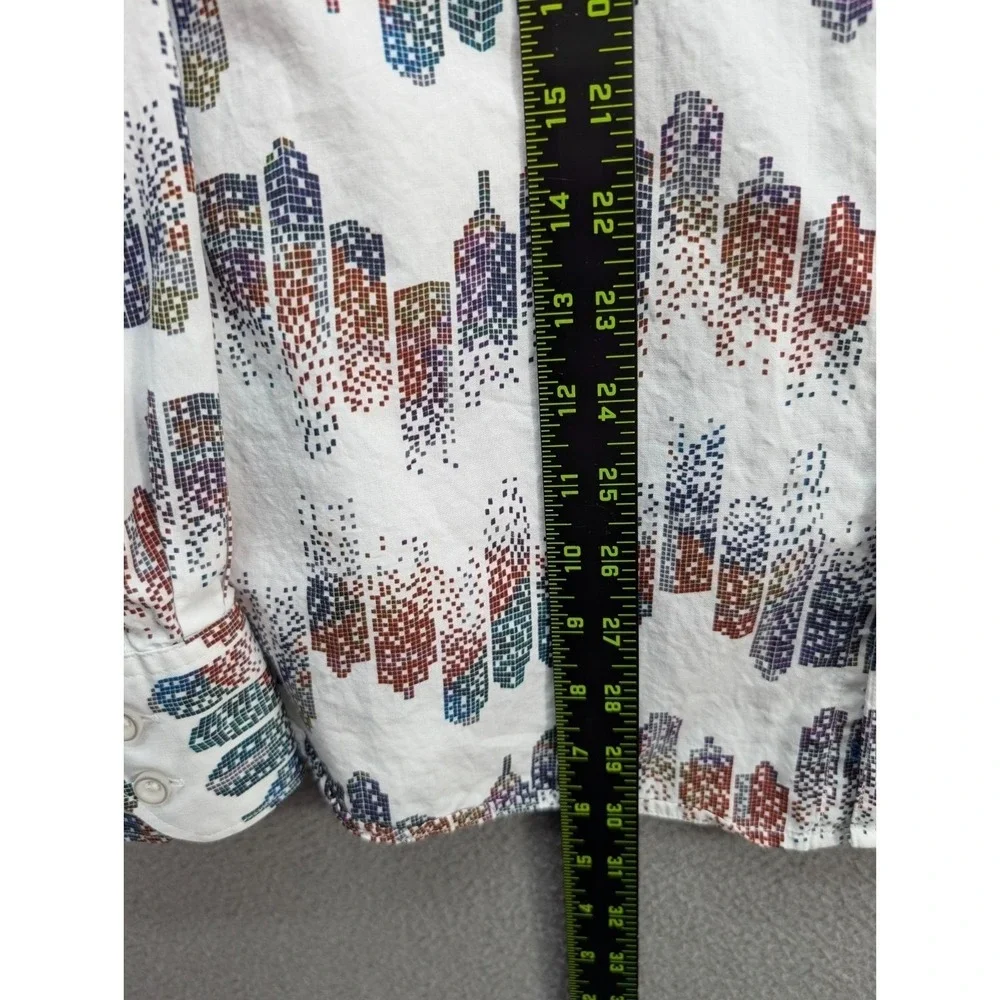 Robert Graham Button Down Long Sleeve Shirt Mens 2TG White All Over Print Preppy